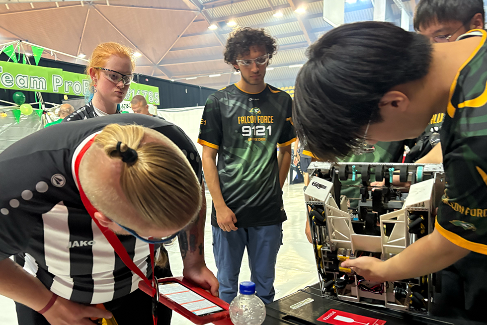 Team working together at event