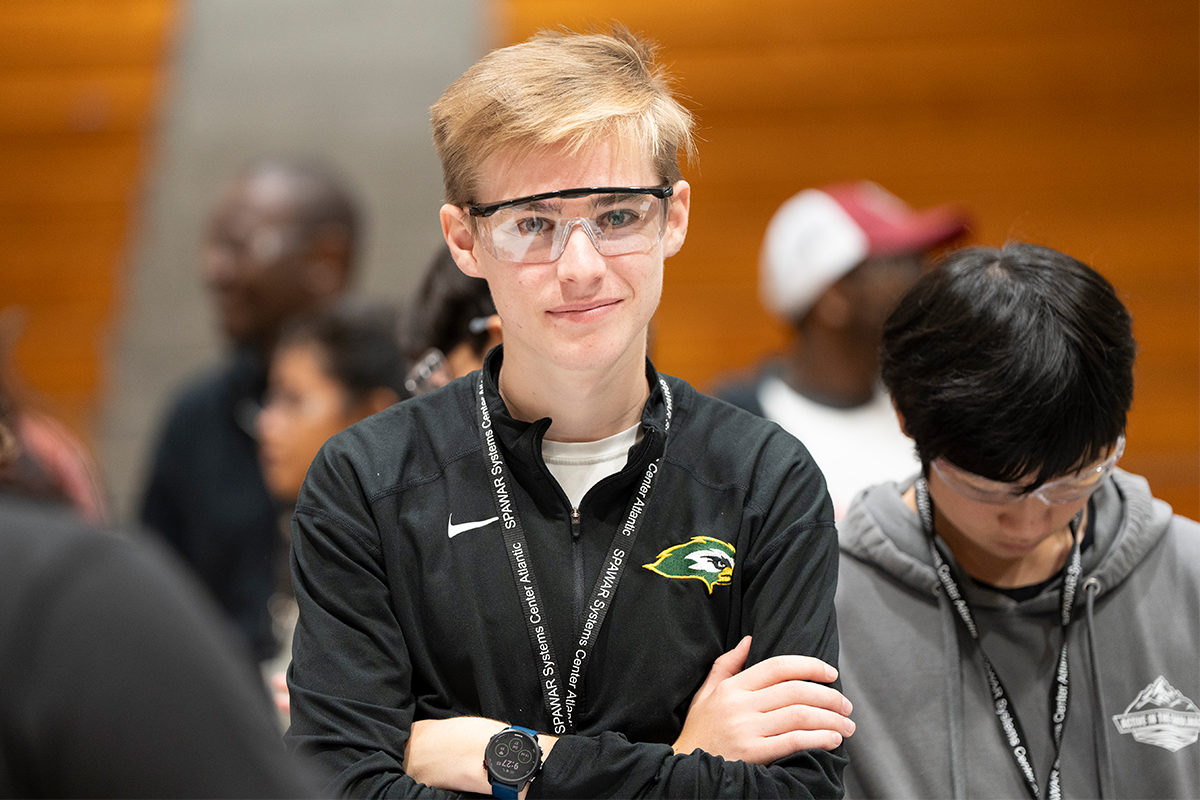 Team members during robot build session